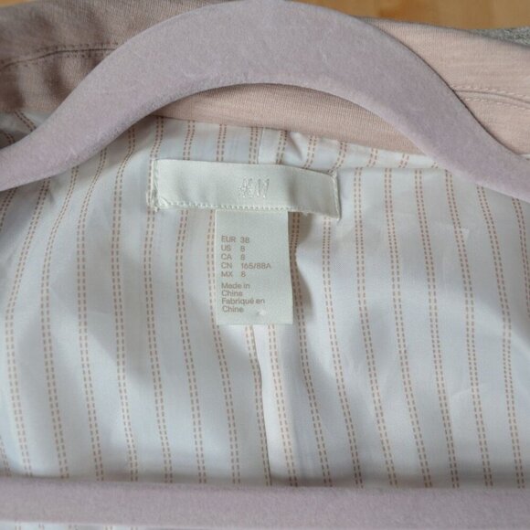 H&M Light Salmon Pink Knit One Button Relaxed Fit Modern Blazer Office Lined - Picture 7 of 12